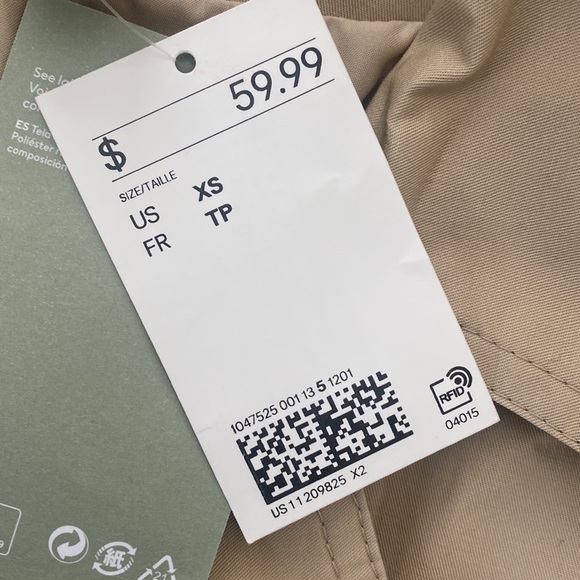 H&M khaki trench duster vest NWT size xs - Picture 2 of 2